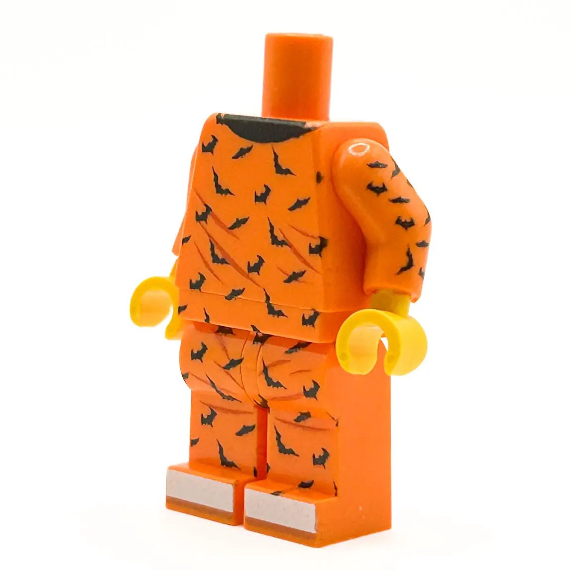 B3 Customs Halloween Bat PJs Minifig body featuring black bat design and pajamas for LEGO minifigure on white background