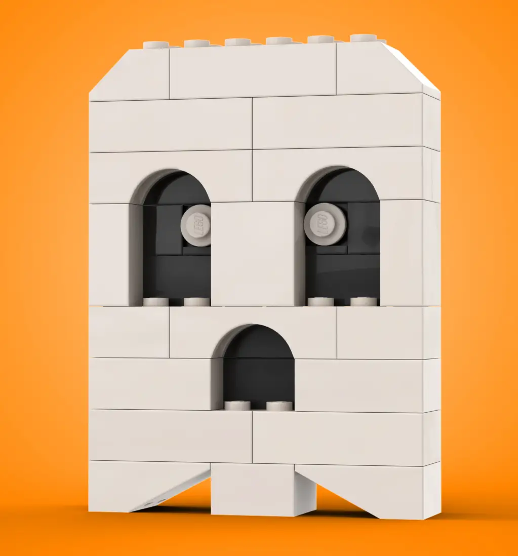 LEGO Halloween Ghost figure from B3 Customs set, featuring a spooky ghost made with LEGO bricks and parts.