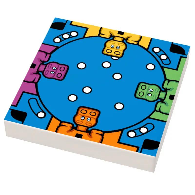 Custom LEGO Hangry Hippos 2x2 tile by B3 Customs, featuring colorful, printed hippo design for board game decoration or collection.