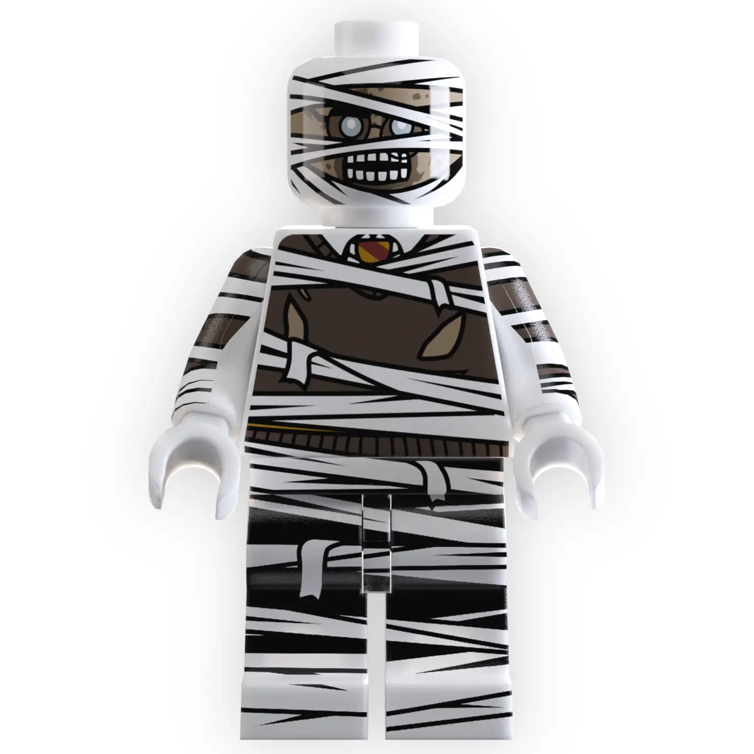 Harry Potter as mummy minifigure by B3 Customs, featuring a mini Harry with mummy bandages and wizard attire, detailed and colorful.