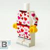 LEGO minifigure body featuring hearts for Valentine's Day pajamas by B3 Customs, detailed LEGO brick design with heart patterns.