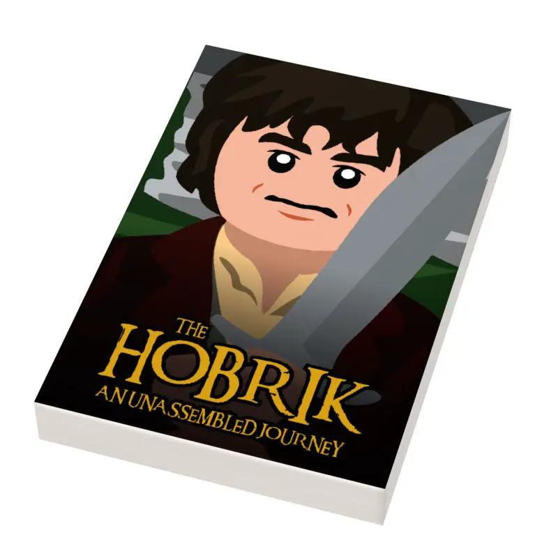 Custom LEGO Hobbit movie cover tile by B3 Customs, featuring detailed LEGO brick artwork of a Hobbit scene on a 2x3 tile.