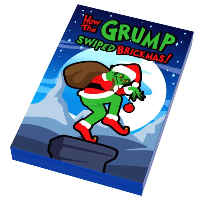 Custom LEGO Grinch Christmas movie tile by B3 Customs, featuring the Grump swiped holiday scene on a 2x3 tile.