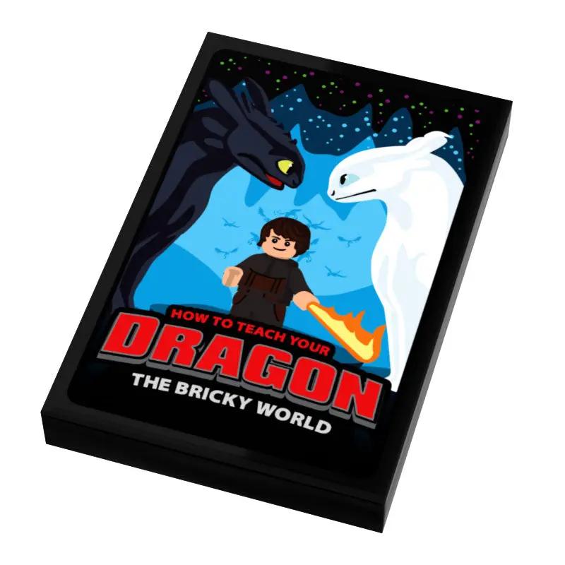 Custom LEGO-style tile featuring How To Teach A Dragon III: The Bricky World Movie cover by B3 Customs