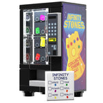 Custom LEGO Infinity Stones vending machine building set by B3 Customs, featuring detailed brick construction and vibrant stone designs.