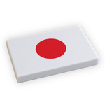 LEGO tile featuring Japan flag design with red circle on white background, created by B3 Customs, 2x3 size.