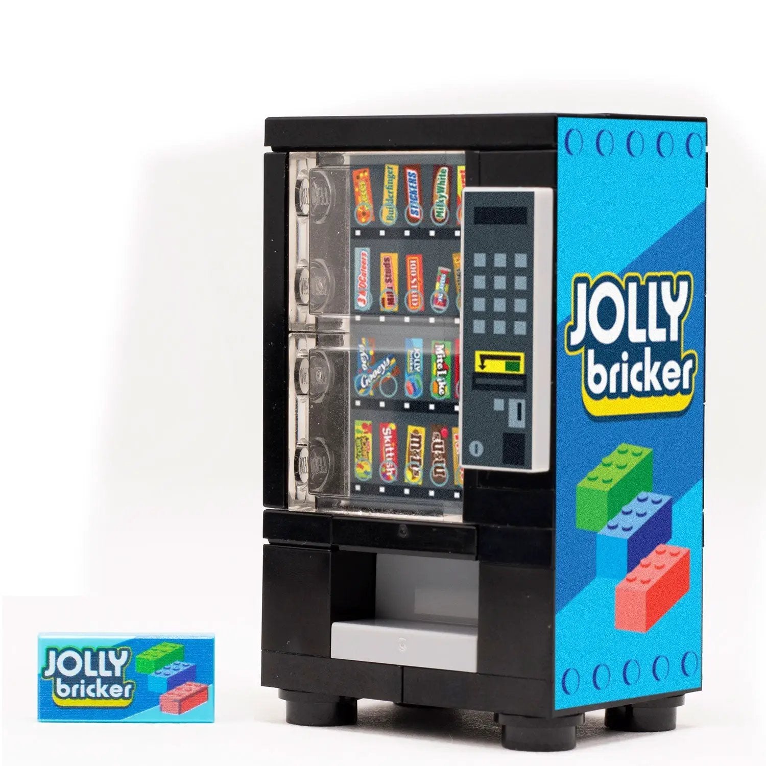 Lego Jolly Bricker B3 Customs candy vending machine with colorful LEGO bricks and detailed vending features.