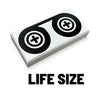 Life-size 90s black tape reels tile for cosplay by B3 Customs, featuring realistic vintage cassette tape design.