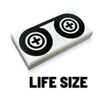 Life-size 90s black tape reels tile for cosplay by B3 Customs, featuring realistic vintage cassette tape design.