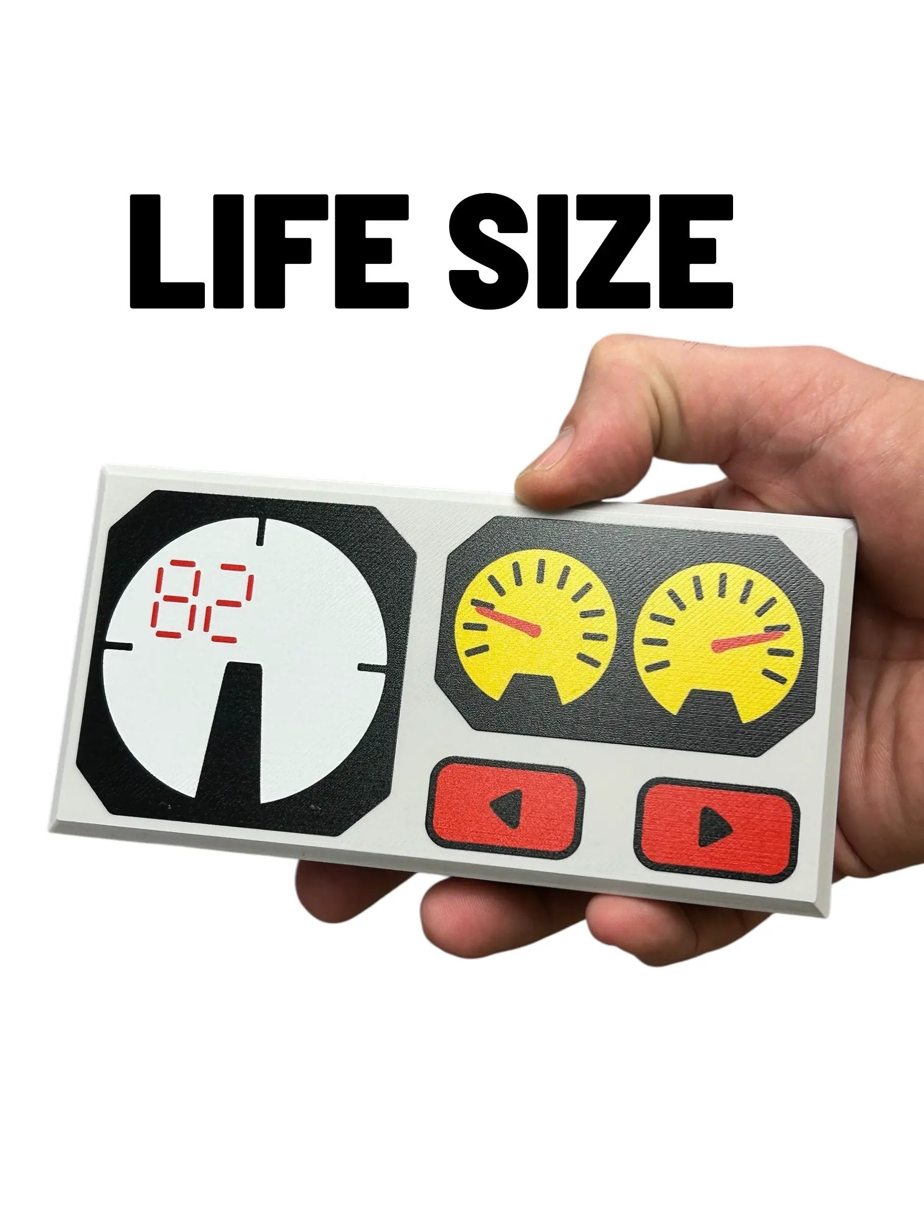 Life-size control panel tile cosplay prop by B3 Customs featuring detailed electronic interface design.