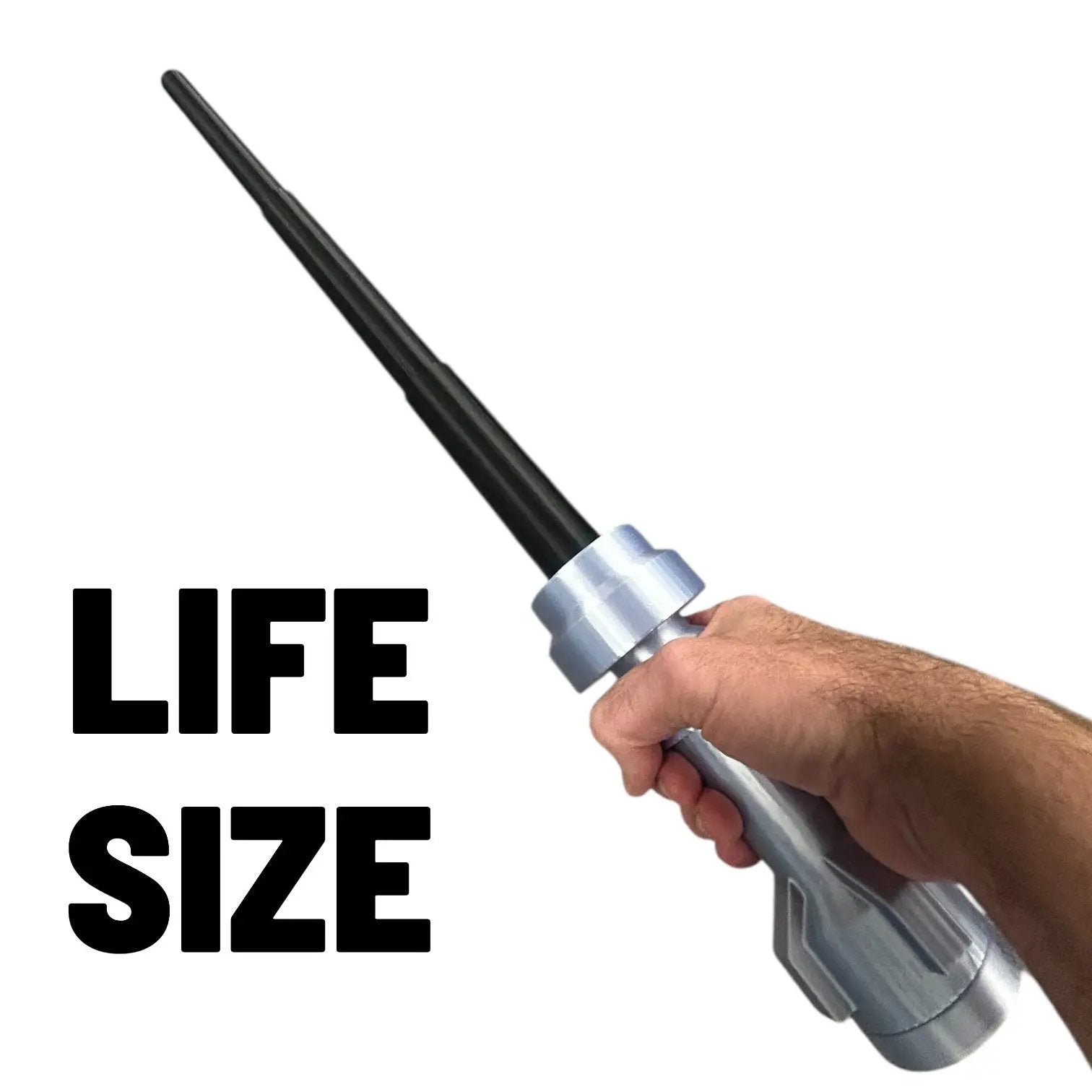 Life-size dark brick cosplay blade with retractable black blade from B3 Customs, detailed prop weapon for costume use.