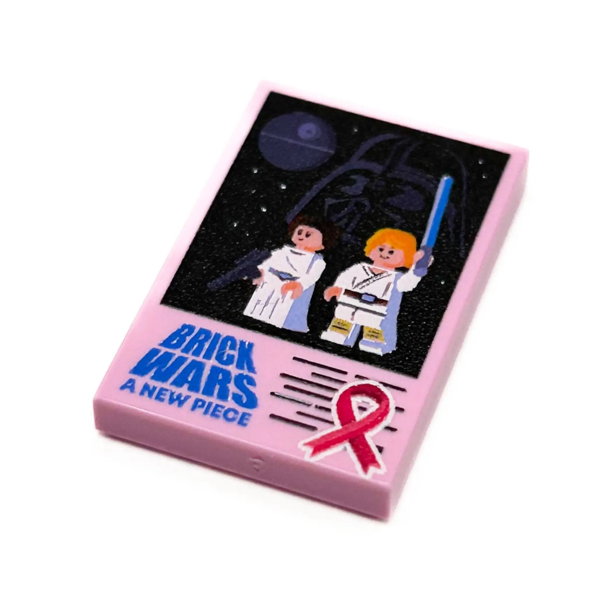 Pink Brick Wars: A New Piece Movie Tile Cover by B3 Customs, 2x3 size, featuring Break Cancer Awareness design.