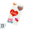 Love Hearts Valentine's Day glass window made with LEGO parts by B3 Customs, featuring colorful heart designs and intricate LEGO craftsmanship.