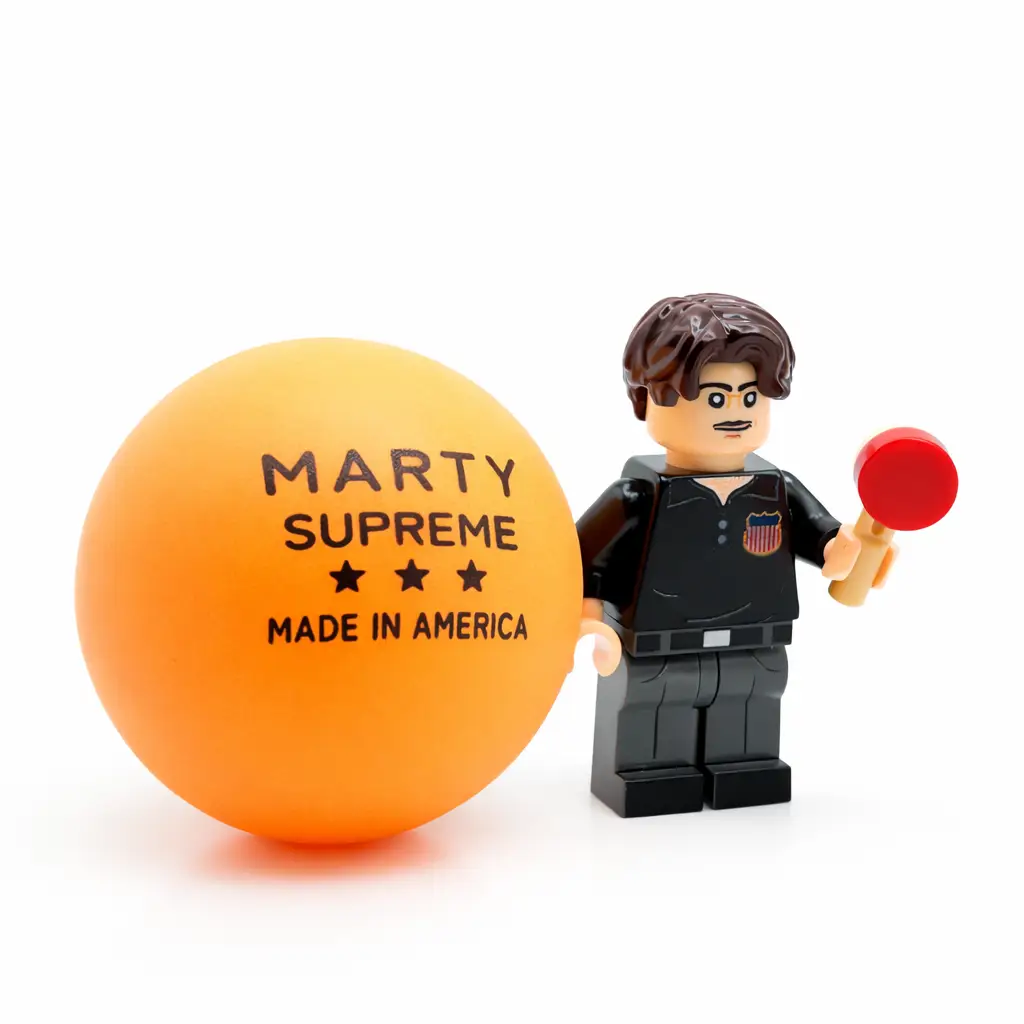 Custom LEGO Marty Ping Pong Player Minifig by B3 Customs, detailed LEGO-style figure holding a ping pong paddle.