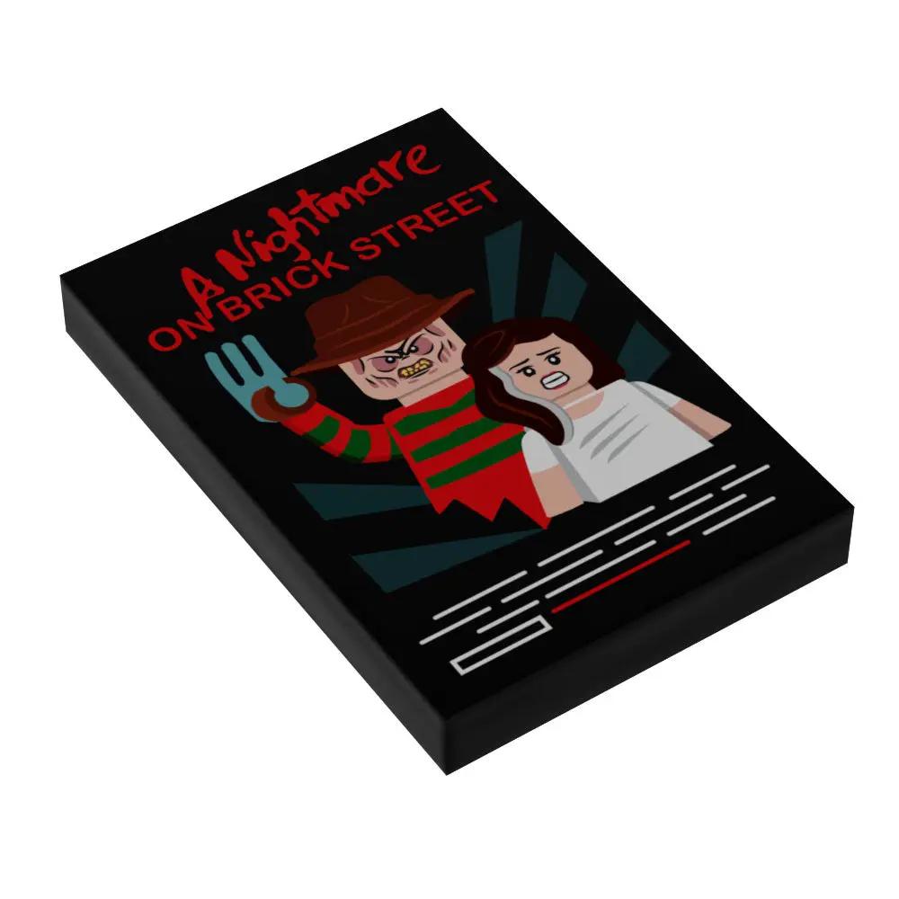 Nightmare on Brick Street Halloween movie cover 2x3 tile by B3 Customs featuring spooky street scene and horror movie imagery.