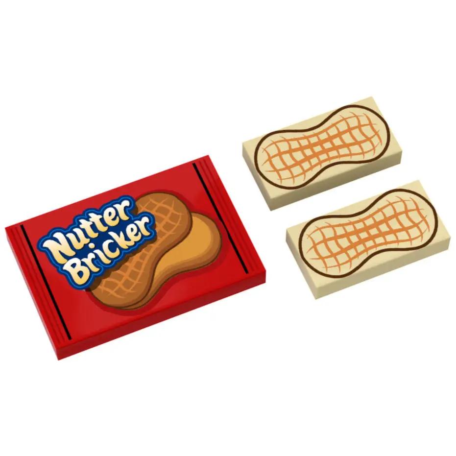 Custom LEGO Nutter Bricker cookies in a B3 Customs Nutter Bricker Pack, featuring colorful LEGO-inspired cookie designs.