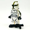 Olive Clone Trooper minifig from B3 Customs featuring detailed olive-green armor and helmet, front view, on white background.