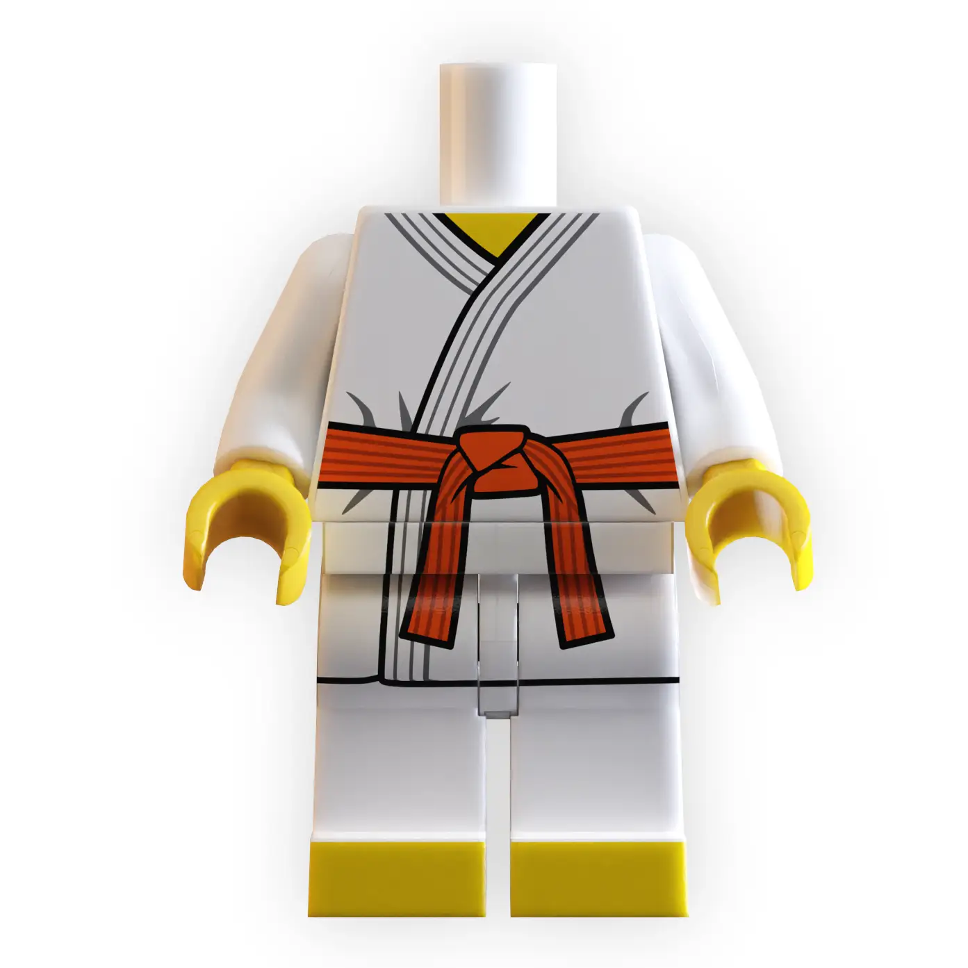 Orange belt Karate minifig body from B3 Customs, detailed LEGO-style figure torso with karate uniform and belt.