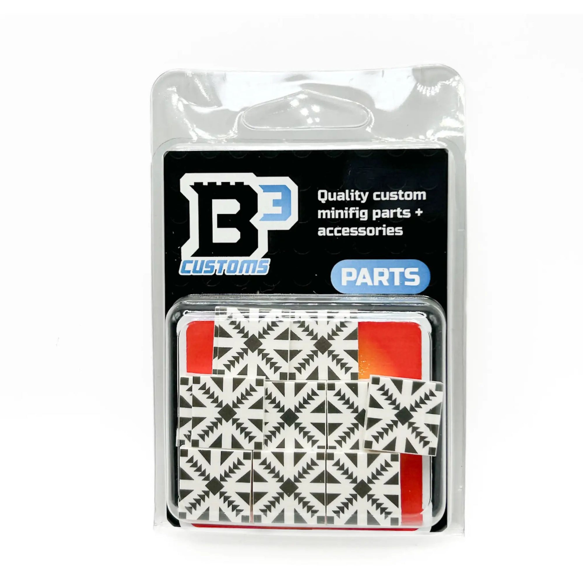 B3 Customs Parlor Doughnuts tile part pack with 20 colorful tiles arranged in a creative pattern on a white background.