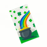 Glass window decal featuring a Pot of Gold for St. Patrick's Day, designed by B3 Customs, with vibrant gold coins and rainbow.