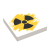 LEGO radioactive warning sign tile made by B3 Customs, featuring a bright yellow and black hazard symbol on LEGO bricks.