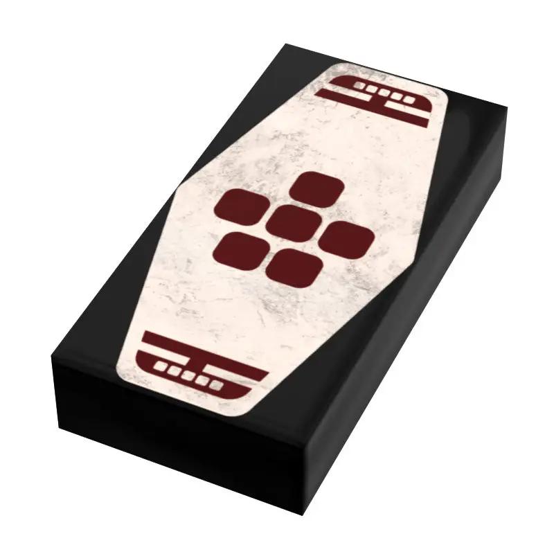 Red 6 Sabacc card tile made with LEGO parts by B3 Customs, featuring custom Star Wars design on a 1x2 LEGO tile.