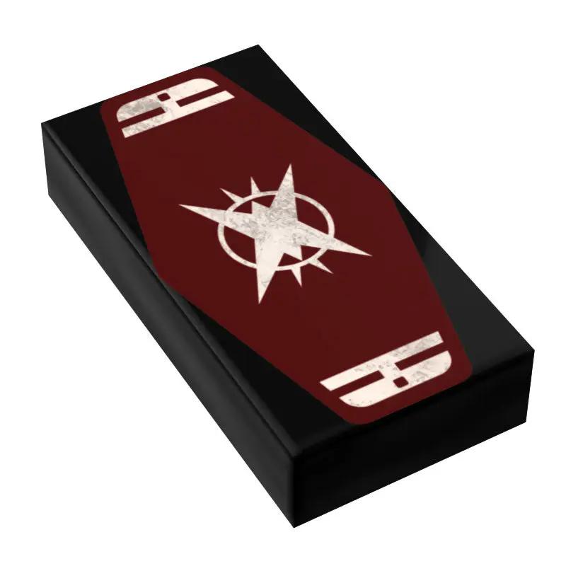 Red Ace Sabacc card tile made with LEGO parts, custom printed for Star Wars-themed Sabacc game by B3 Customs.