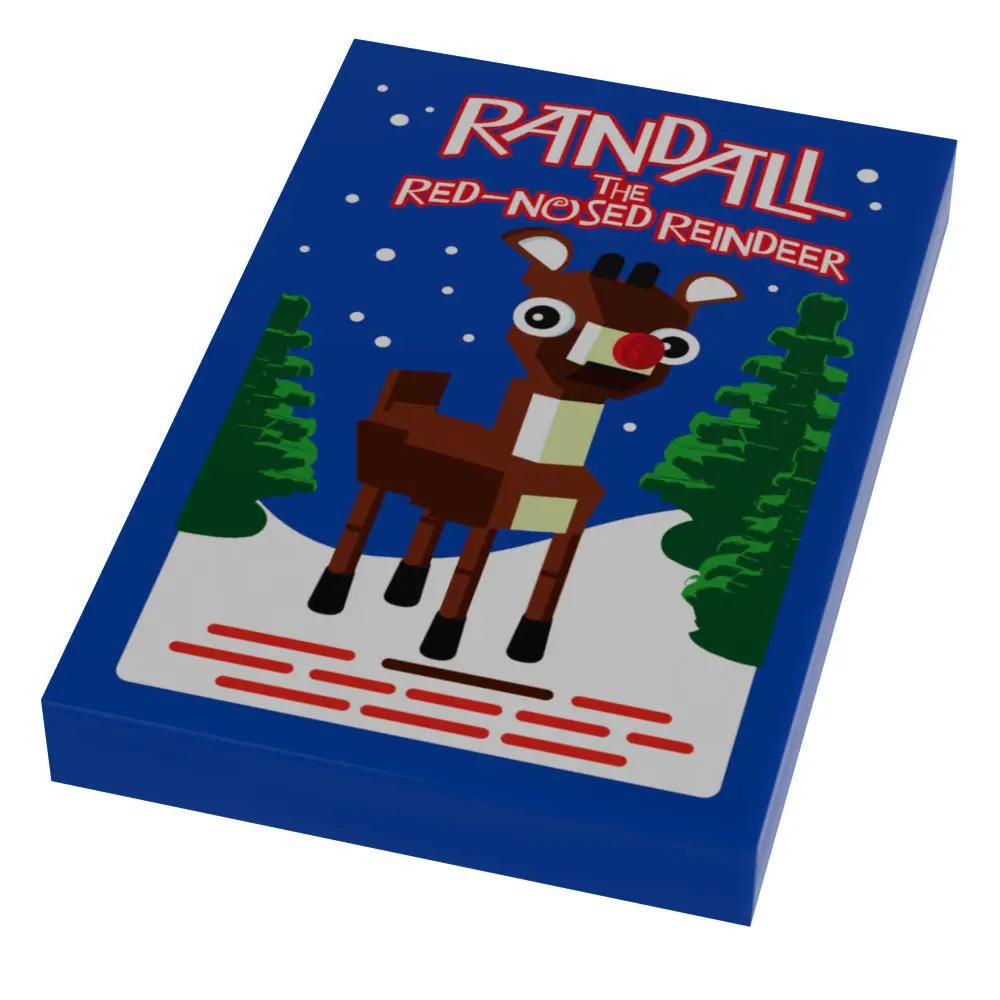 Custom LEGO Rudolph Red-Nosed Reindeer Christmas movie cover, featuring festive holiday scene with Rudolph's bright red nose.