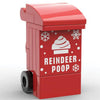 Custom LEGO reindeer poop waste can by B3 Customs, featuring a humorous reindeer poop design with Santa in the background.