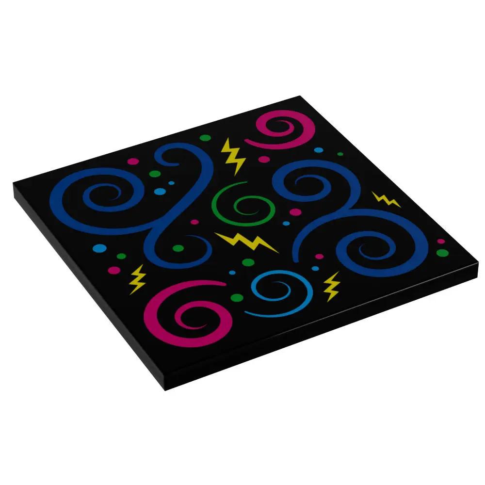 Retro 80s and 90s arcade swirl carpet tile featuring planets and space-themed designs for LEGO MOCs by B3 Customs.