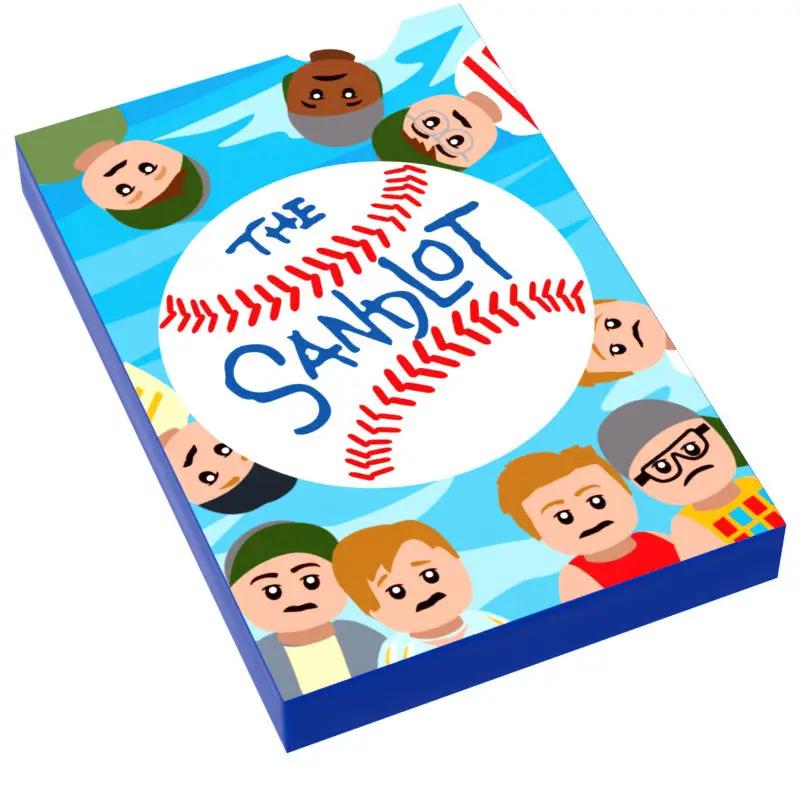 Lego-style Sandlot movie cover tile by B3 Customs featuring a colorful baseball scene and classic film artwork.