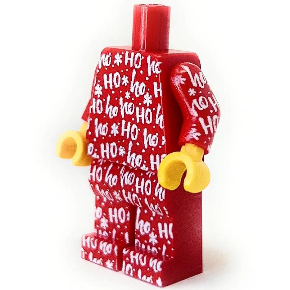 LEGO minifigure body featuring Santa HO HO HO Christmas PJs by B3 Customs, detailed with festive red and white holiday pajamas.