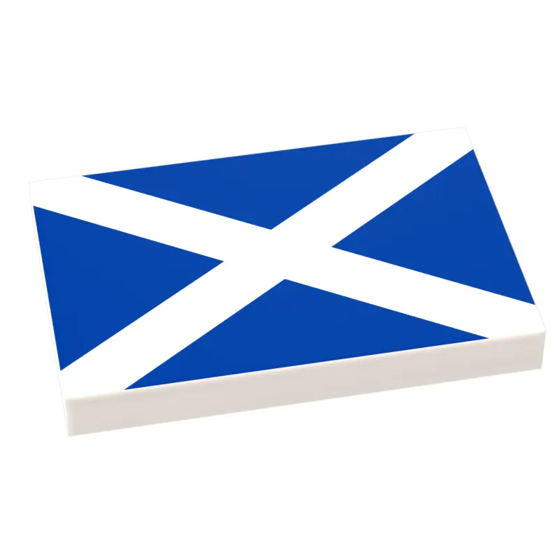 Custom LEGO Scotland flag tile by B3 Customs, featuring a 2x3 design with the Scottish flag in vibrant colors.