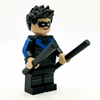 Blue Shadow Wing Super Hero Minifig by B3 Customs, featuring a custom LEGO Nightwing figure with detailed costume and accessories.
