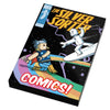 Custom Silver Surfer comic book cover Lego tile by B3 Customs, featuring detailed silver figure on a comic-themed background.