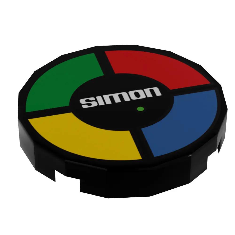 Custom LEGO Simon round tile by B3 Customs featuring a colorful game design for LEGO board game enthusiasts.
