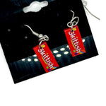 Skittish Candy earrings made from LEGO bricks by B3 Customs, featuring colorful, playful brick designs on silver hooks.