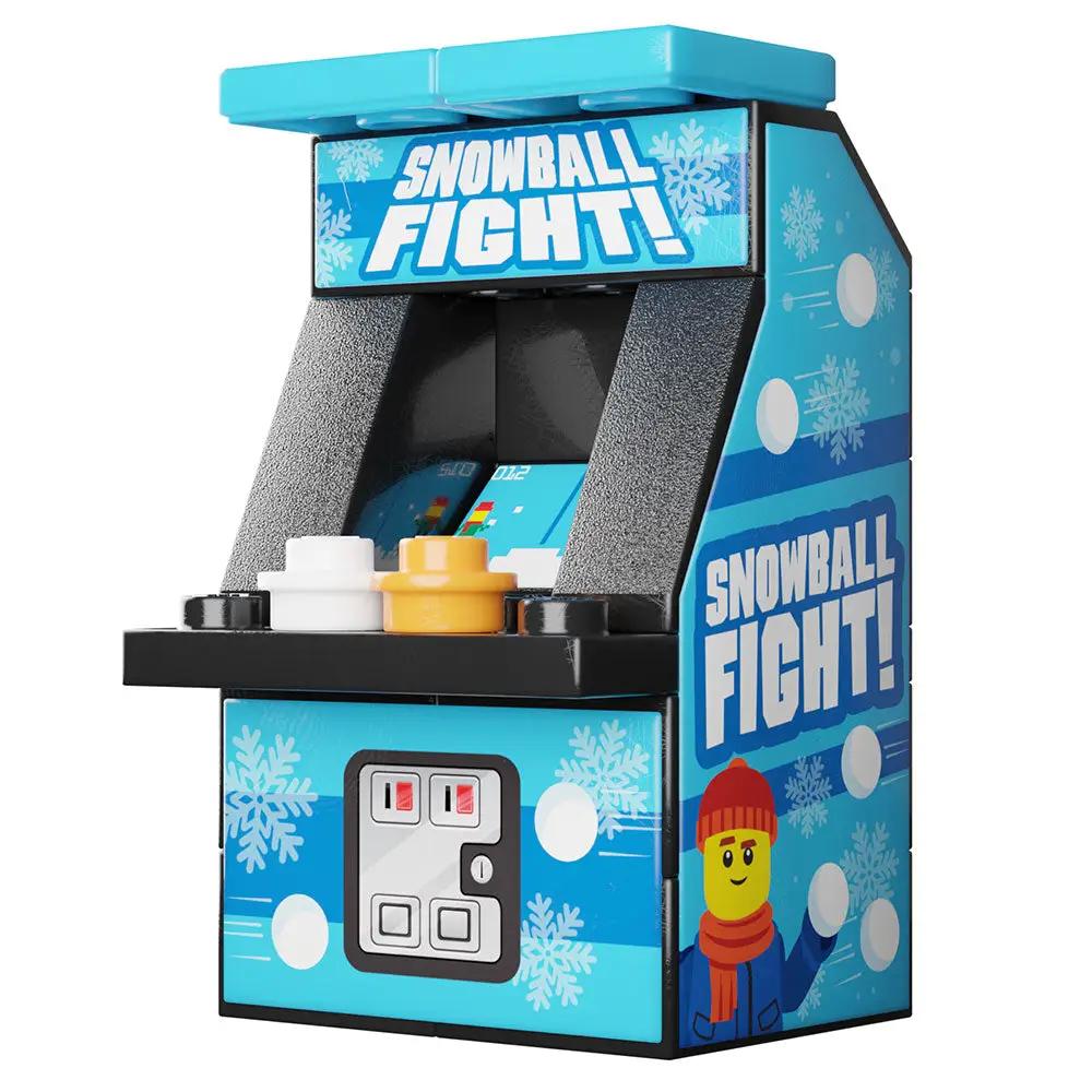 Custom LEGO snowball fight arcade game by B3 Customs featuring colorful brick design and retro arcade style.