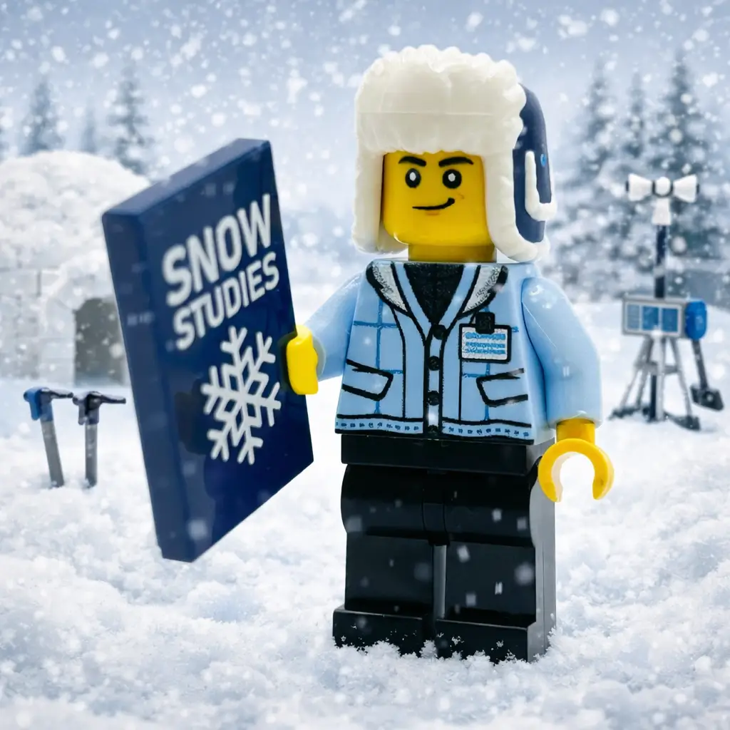 B3 Customs Snowfall Research Minifig with detailed winter-themed LEGO figure and accessories, perfect for custom LEGO collections.