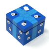 Blue snowman Christmas present printed 2x2 tile from B3 Customs, featuring festive holiday design on ceramic brick tile.