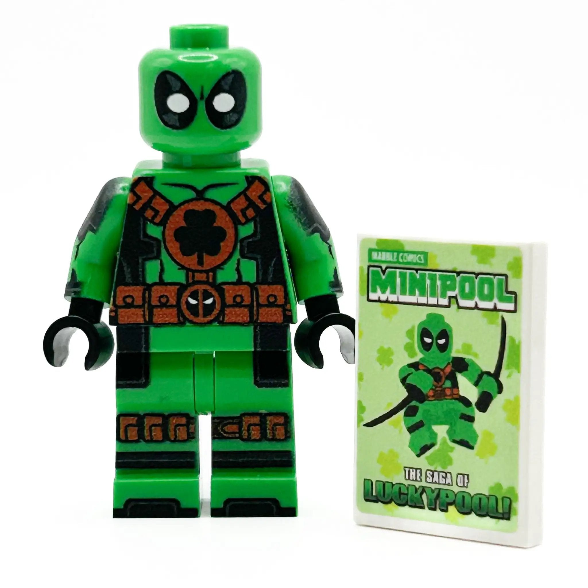 LEGO St. Patrick's Day Greenpool #2 minifigure by B3 Customs, featuring green attire and detailed LEGO brick design.