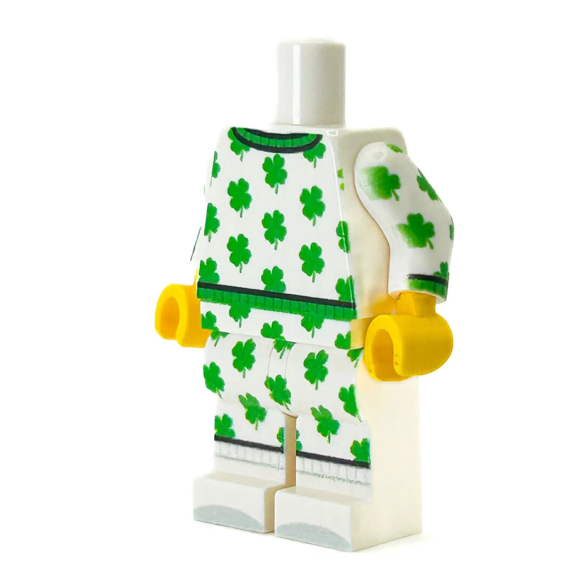 B3 Customs St. Patrick's Day PJs Minifig body with festive green pajamas and leprechaun hat, detailed LEGO minifigure torso.