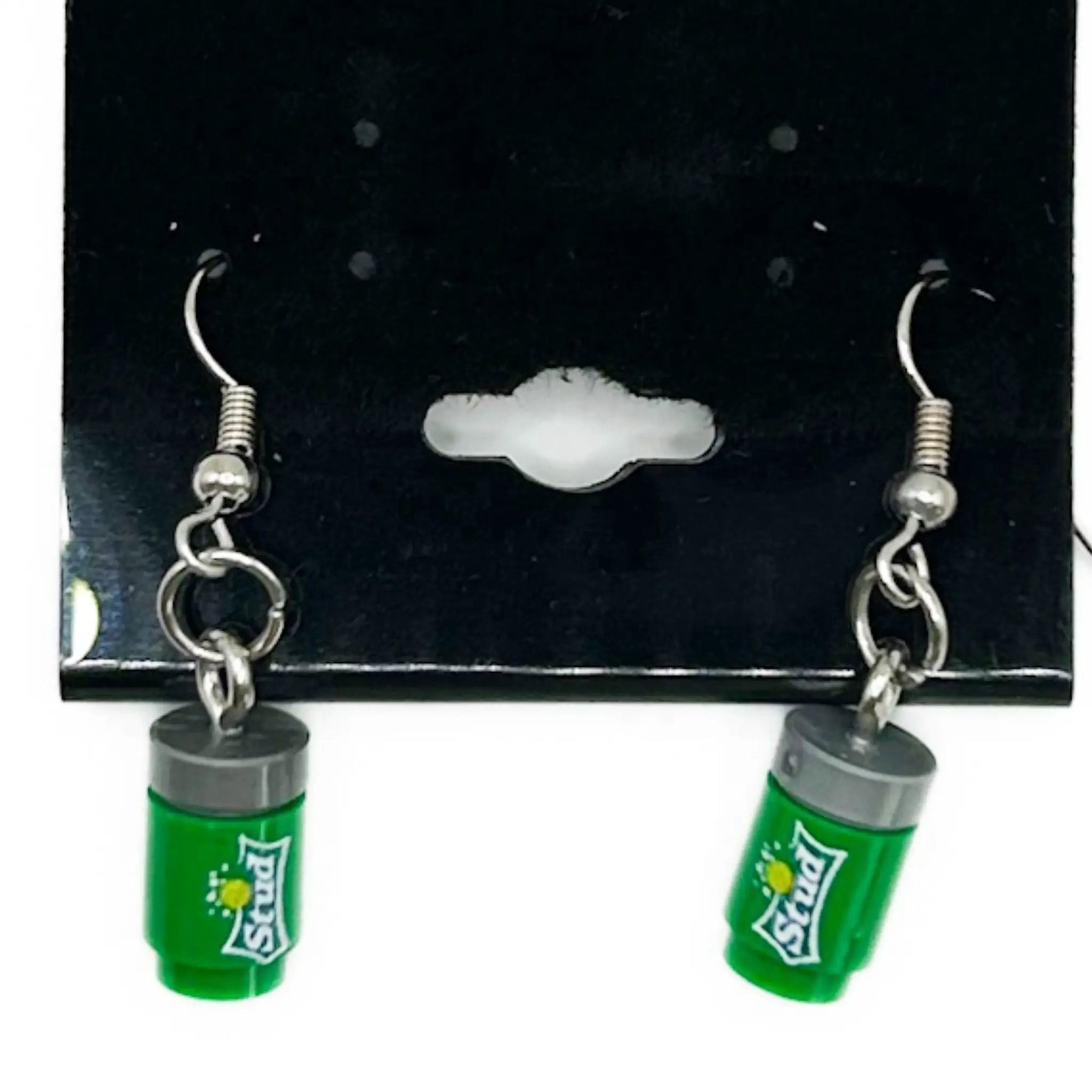 LEGO brick lemon and lime soda earrings by B3 Customs featuring colorful, playful stud jewelry made from LEGO bricks.