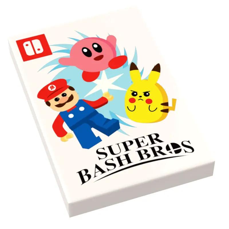 Custom LEGO Super Smash Bros. video game cover tile by B3 Customs, featuring colorful LEGO bricks in a 2x3 tile design.