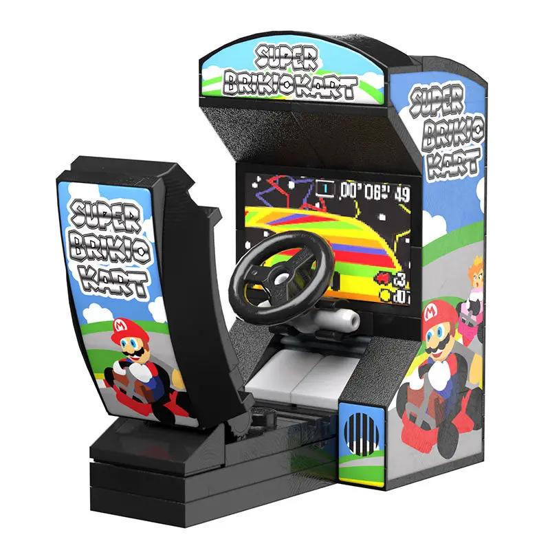 Custom LEGO Mario Kart racing arcade game by B3 Customs featuring a vibrant, detailed brick-built Mario Kart racing setup.