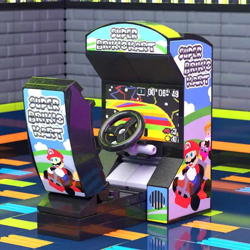 Custom LEGO Mario Kart arcade racing game by B3 Customs featuring a detailed brick-built Mario Kart setup.