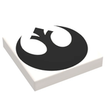 Custom LEGO Rebel Alliance 2x2 tile made by B3 Customs, featuring detailed printed design on LEGO brick.