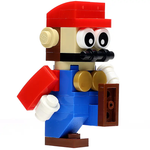 LEGO plumber figure crafted by B3 Customs, featuring red clothing, a wrench, and detailed LEGO brick design.