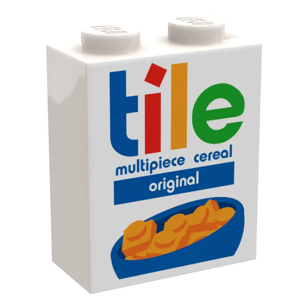LEGO minifig cereal tile by B3 Customs, 1x2x2 brick, detailed custom cereal piece for LEGO minifigure accessories.