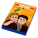 LEGO Top Gun movie cover tile featuring fighter jet and pilot, created by B3 Customs, designed for display or collection.